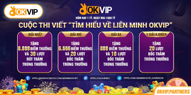 Tổng hợp chi tiết về giải thưởng của cuộc thi "Tìm hiểu về liên minh OKVIP"