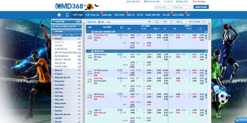 Hình thức cược bóng đá cực hot tại website CMD368 